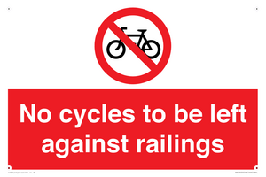 No cycles to be left against railings